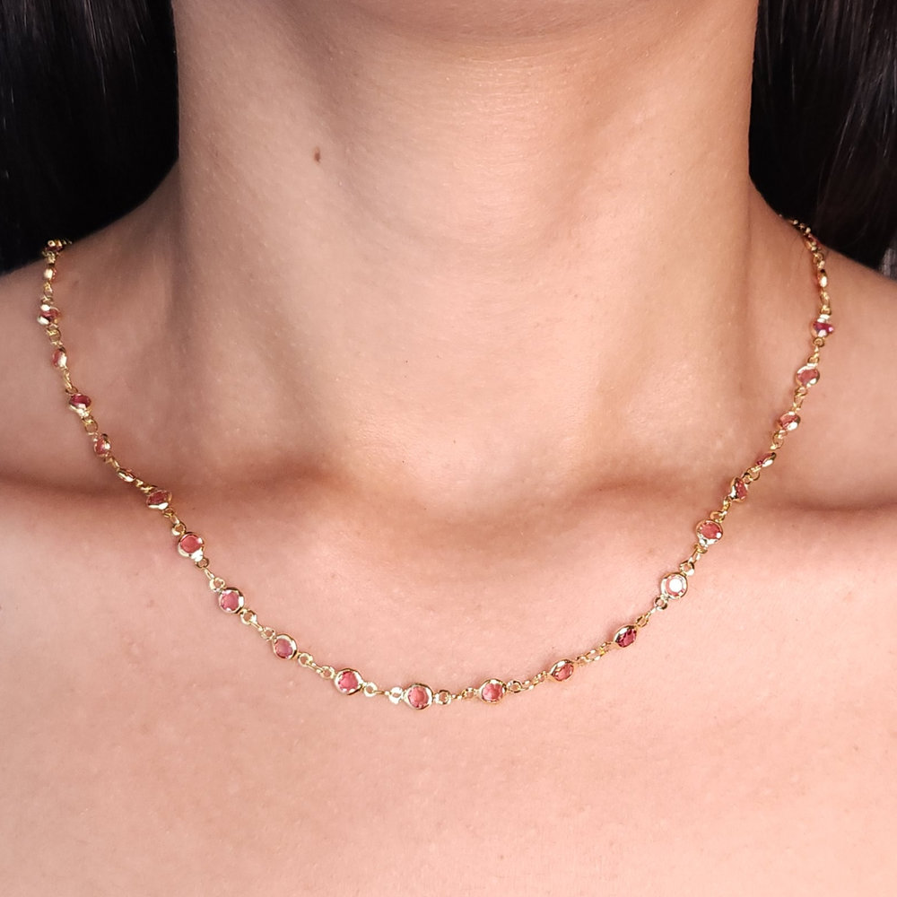 Gargantilha choker pedras circulares - Imagem 3