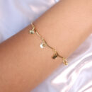 Pulseira caninho com corações duplo