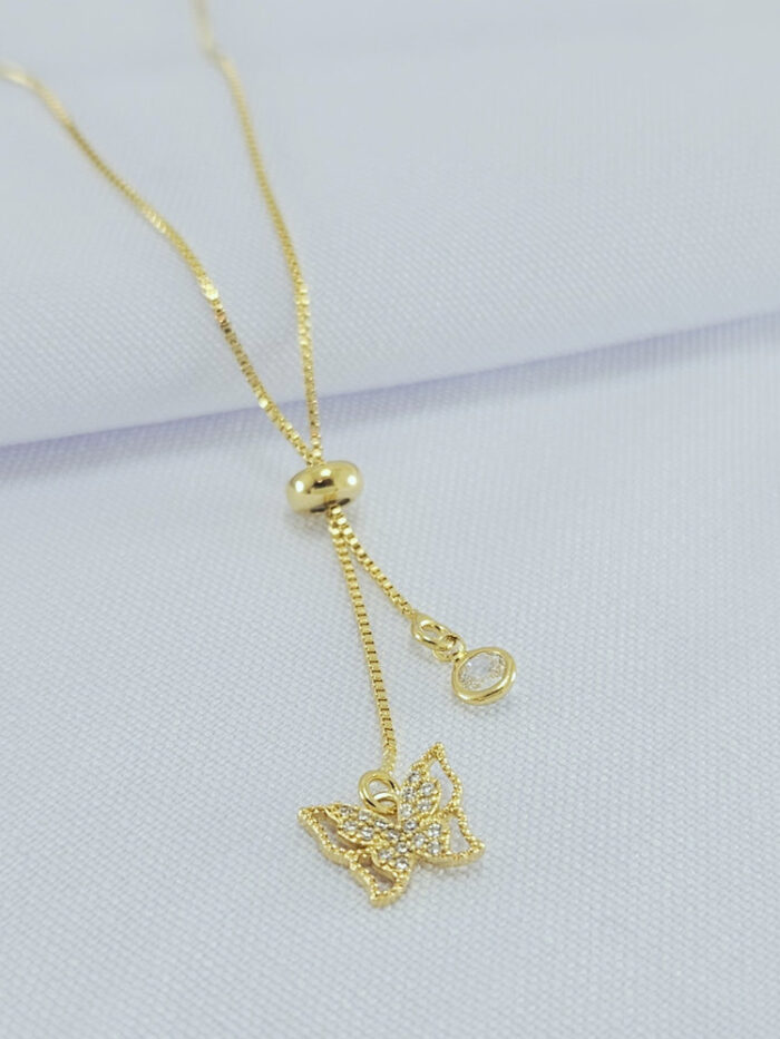 Gargantilha gravatinha borboleta e ponto de luz