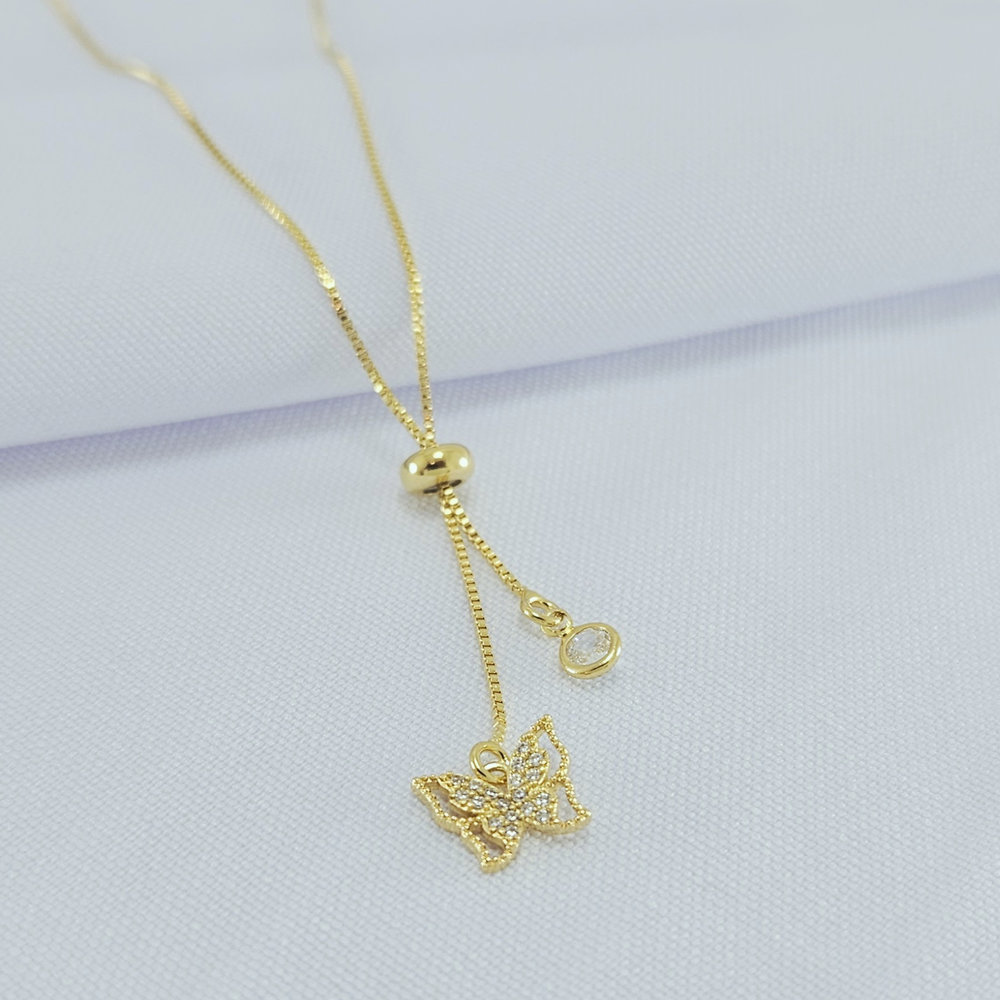 Gargantilha gravatinha borboleta e ponto de luz