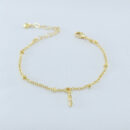 Pulseira infantil figa bolinha dourada