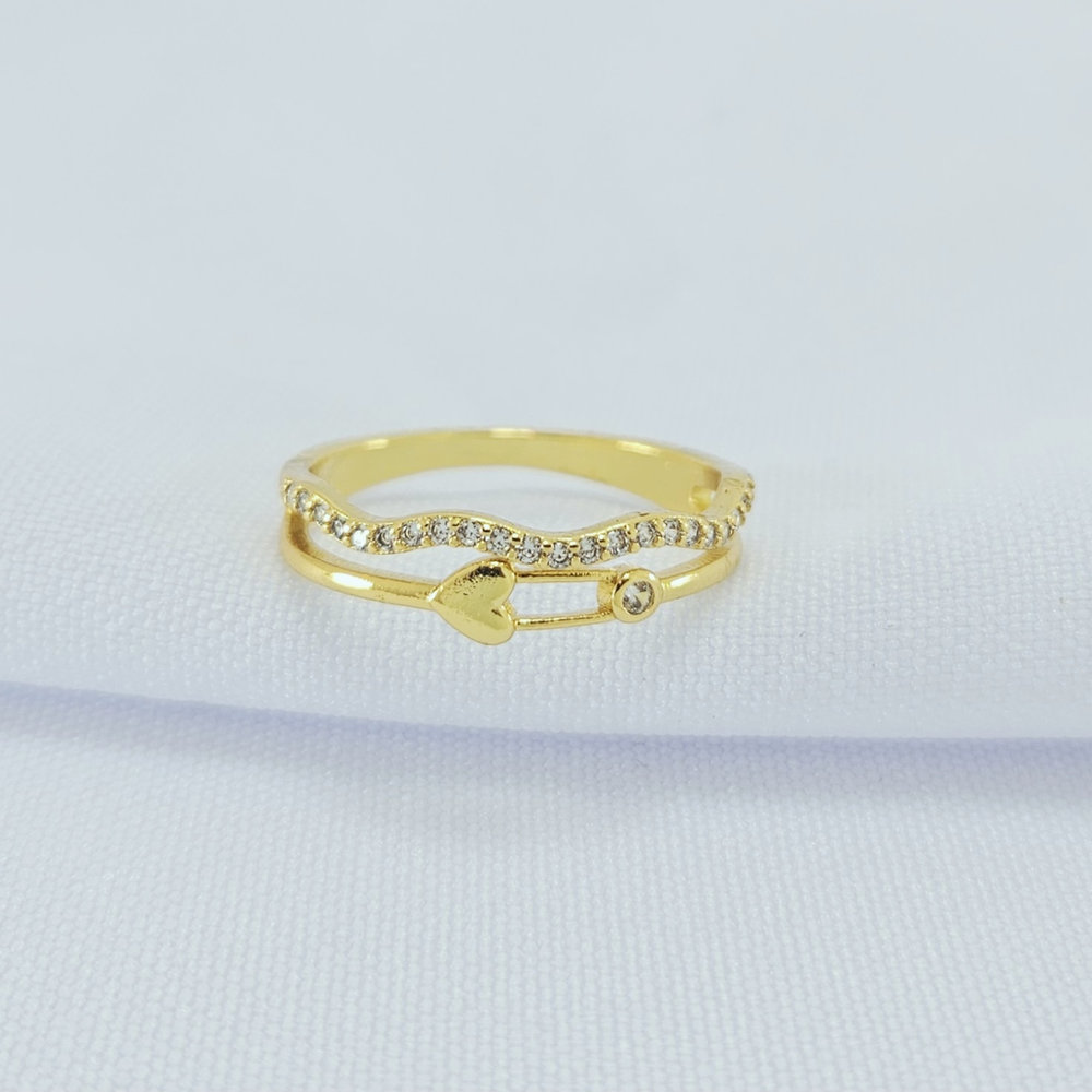 Anel fio duplo cravejado detalhe coração - Imagem 2