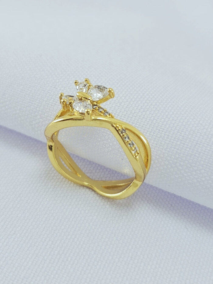 Anel fio ondulado borboleta cristal