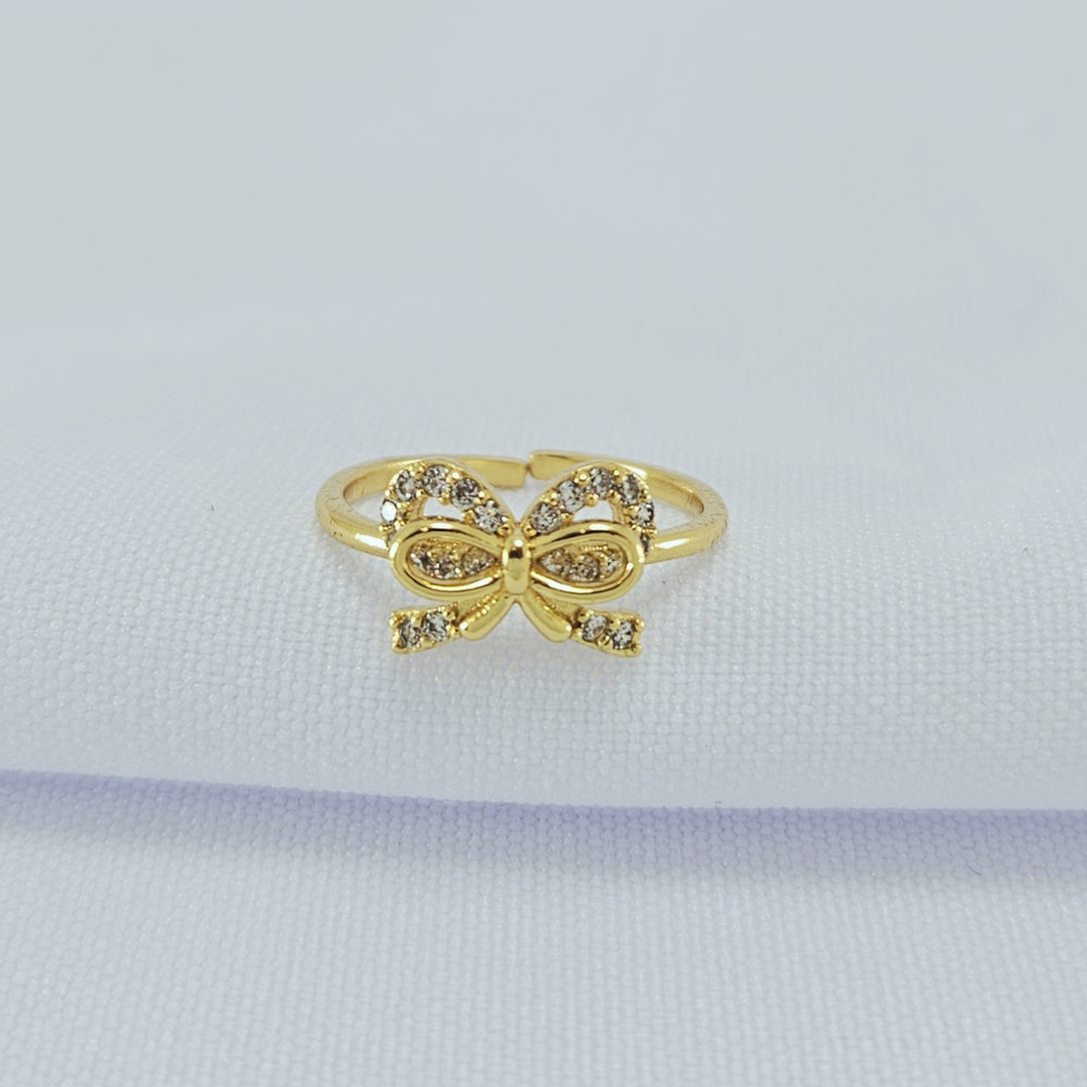 Anel laço duplo detalhe cravejado - Imagem 2