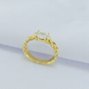 Anel detalhe corrente pedra navete cristal