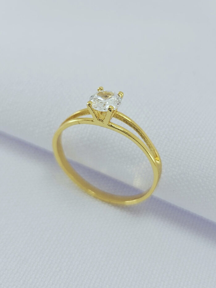 Anel solitário pedra redonda cristal