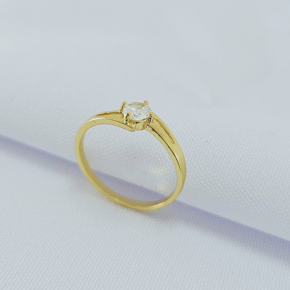 Anel solitário cristal detalhe vazado