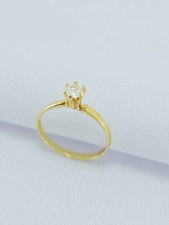 Anel solitário pedra cristal