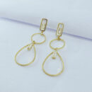 Brinco formas geométricas detalhe pedra cristal