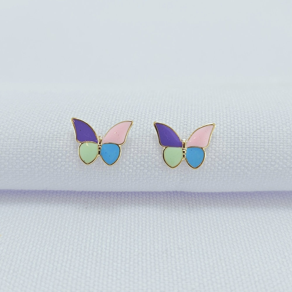 Brinco infantil borboleta colorida