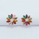 Brinco flor colorida com ponto de luz