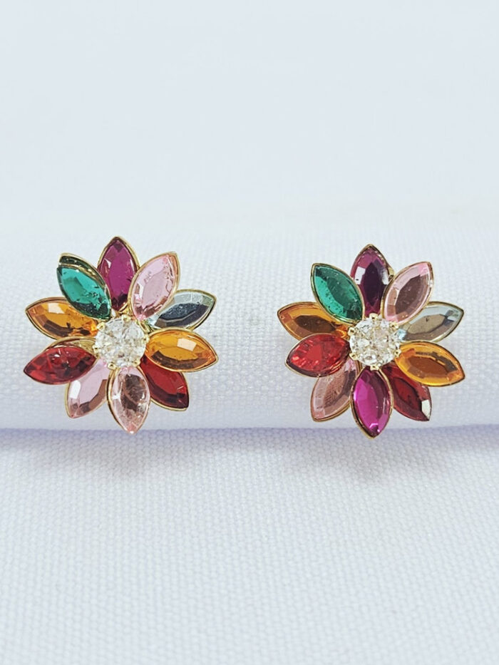 Brinco flor colorida com ponto de luz