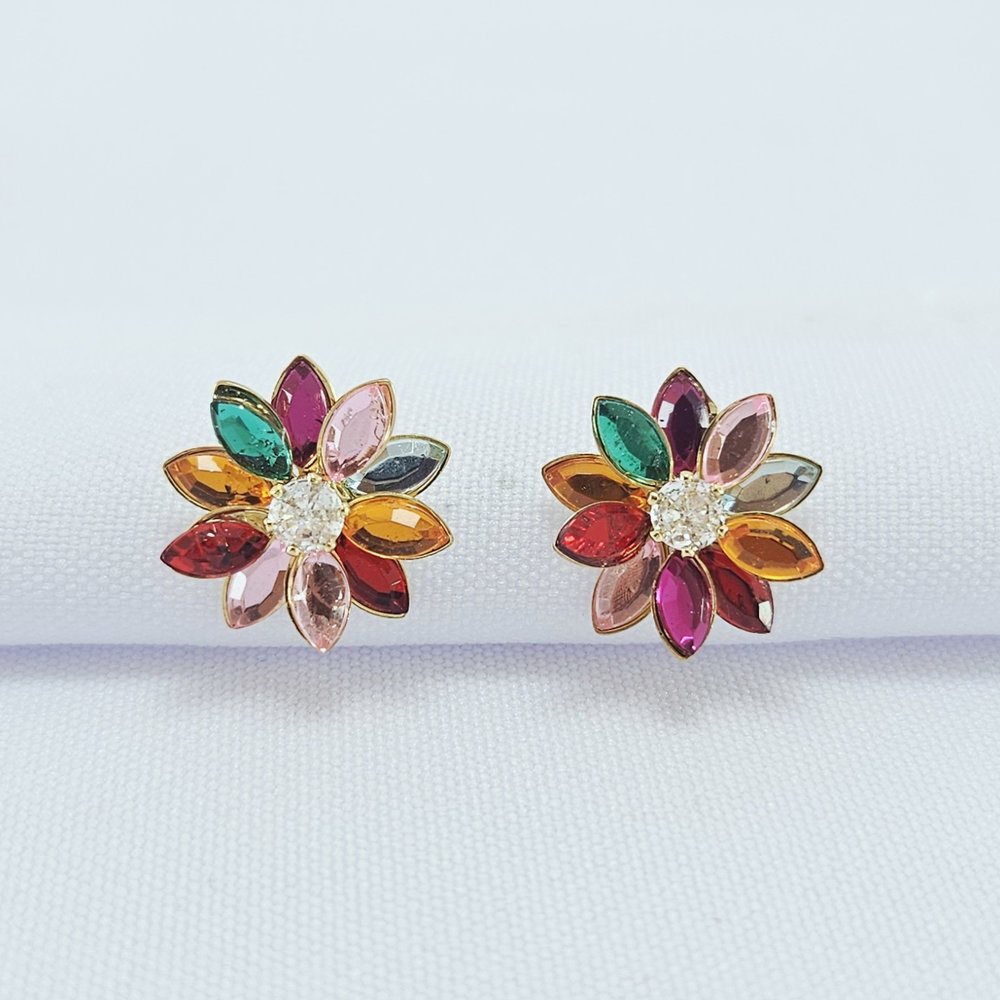 Brinco flor colorida com ponto de luz