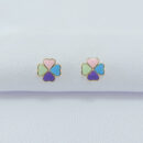 Brinco infantil trevo coração colorido