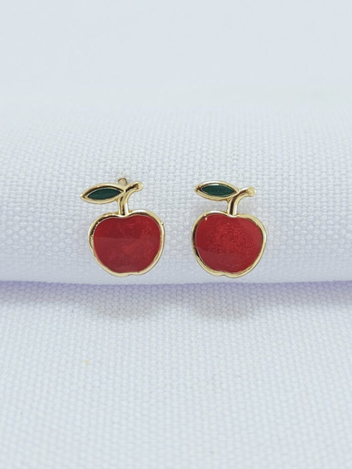 Brinco infantil maçã esmaltada