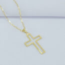 Corrente masculina elo cartier pingente cruz