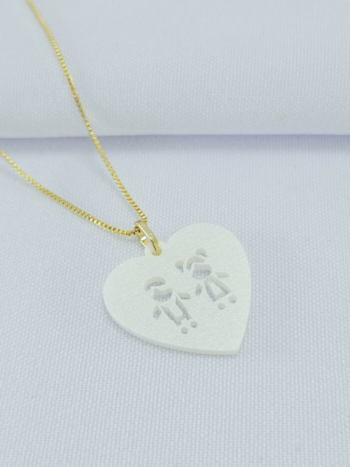 Gargantilha pingente coração 1 casal