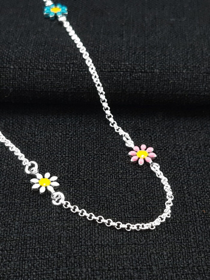 Gargantilha choker margaridas coloridas