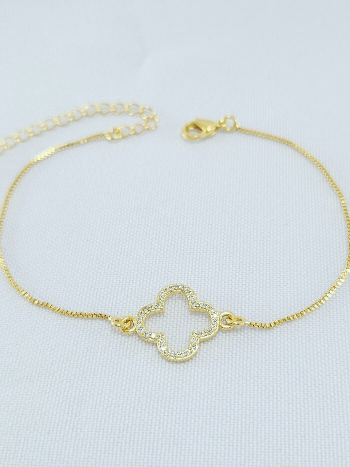 Pulseira trevo cravejado