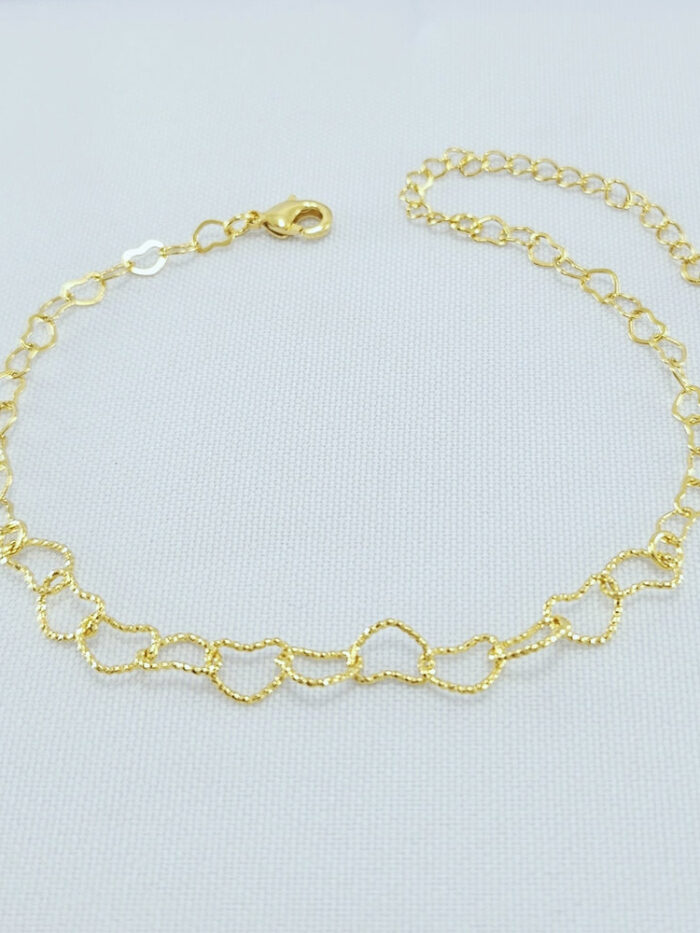 Pulseira elo corações detalhados