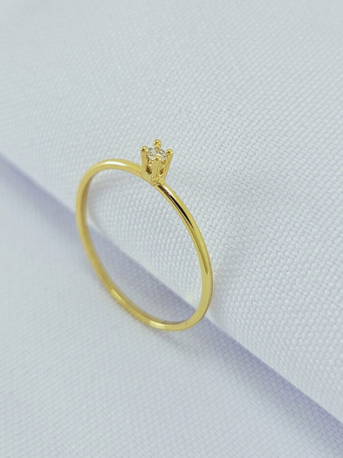 Anel solitário minimalista pedra cristal