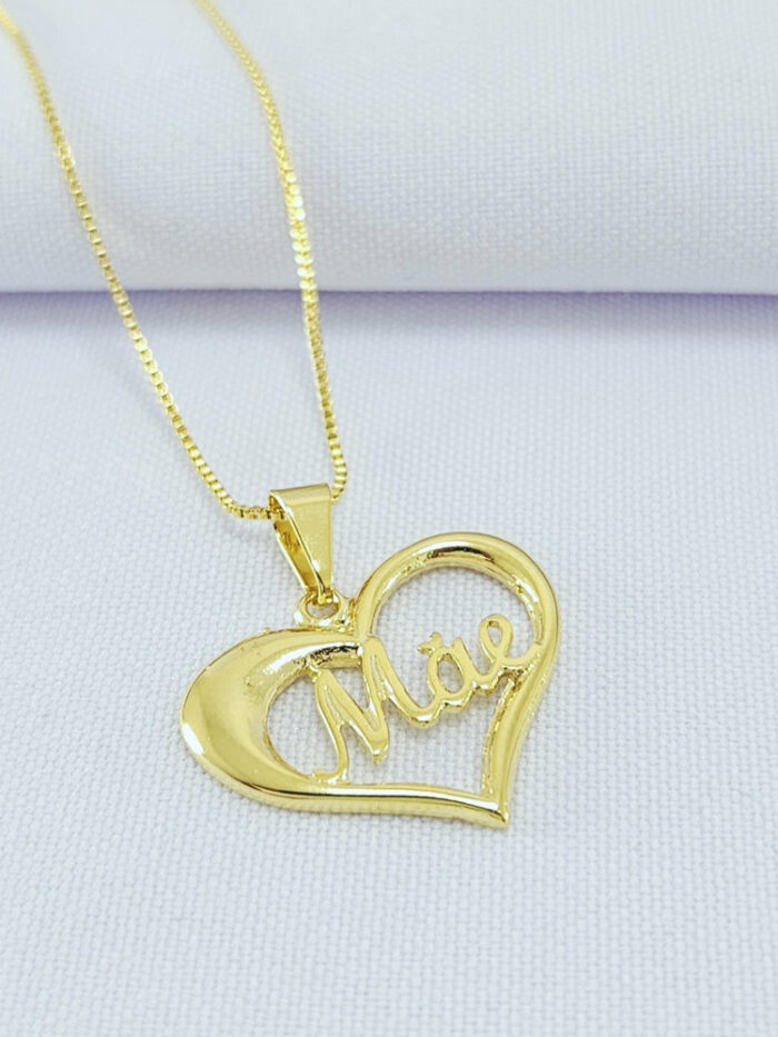 Gargantilha coração com mãe vazada