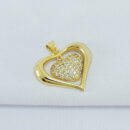 Pingente coração duplo com zircônia e liso