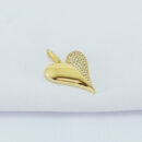 Pingente coração liso metade cravejado