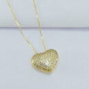 Gargantilha veneziana pingente coração cravejado