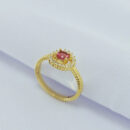 Anel círculo vazado com pedra rosa pink