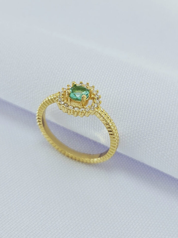 Anel circulo base detalhada vazado (Verde Claro)