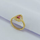 Anel gota detalhe cravejado (Rosa Pink)