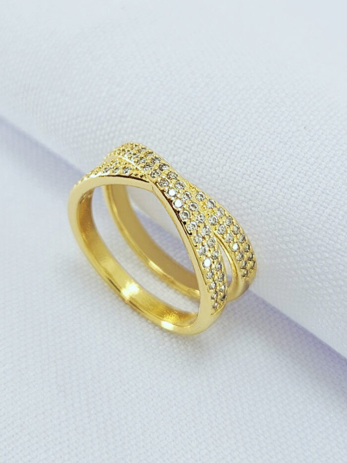 Anel dois fios cravejados