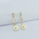 Brinco dois pontos de luz com pérola pêndulo