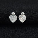 Brinco coração pedra cristal