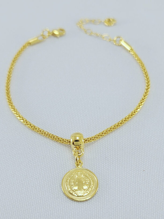 Pulseira detalhada pingente São Bento