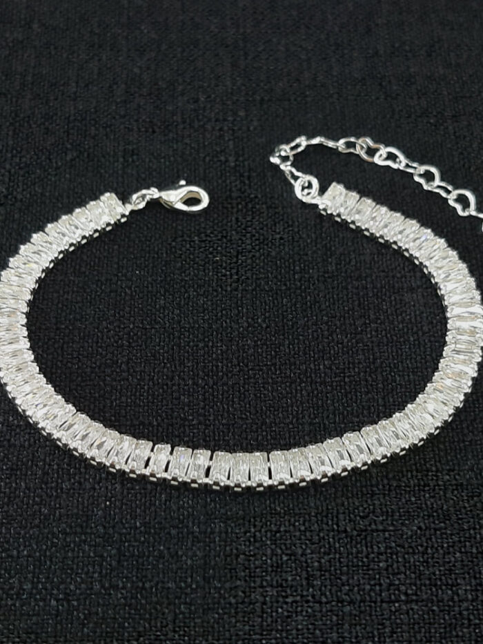 Pulseira pedra cristal baguete