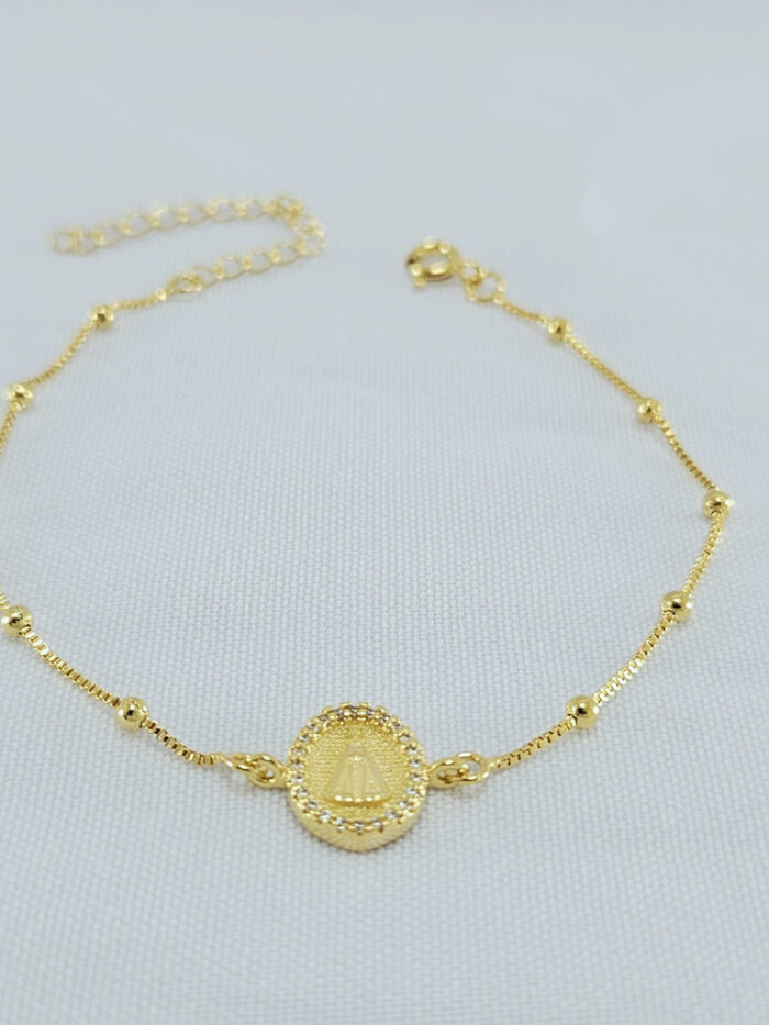 Pulseira N.S aparecida cravejada detalhe bolinhas