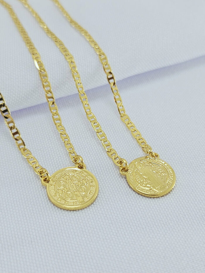 Escapulário medalha São Bento elo piastrine