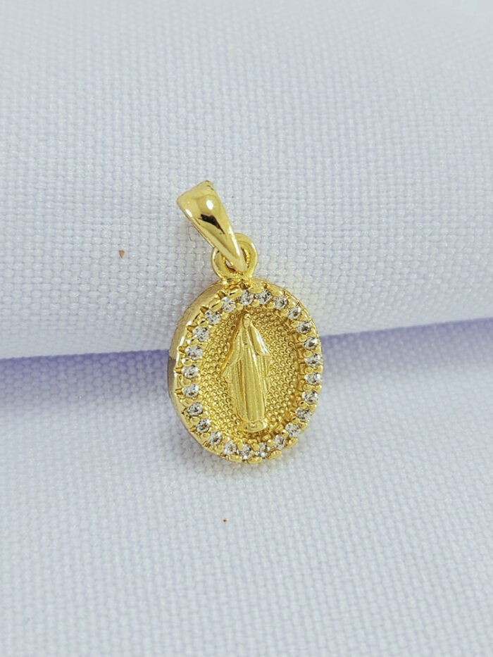 Pingente N S das Graças detalhe cravejado