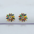 Brinco flor com pétalas colorida