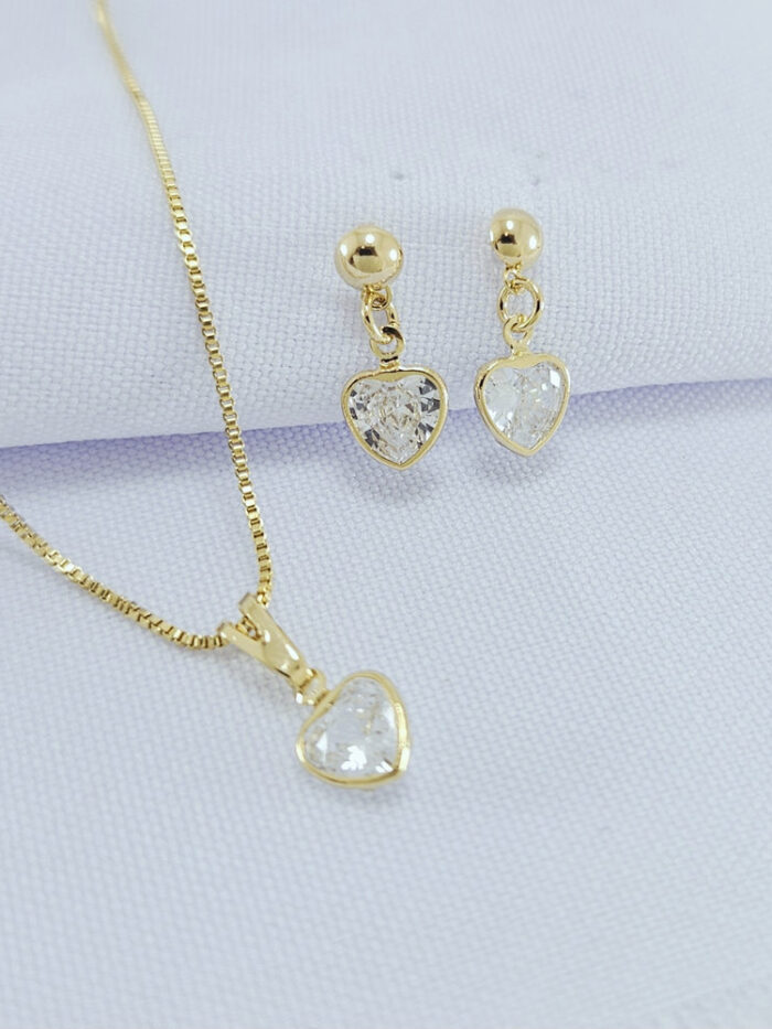 Conjunto coração cristal