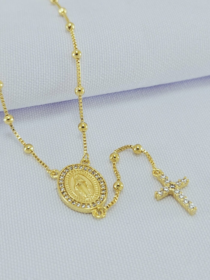 Terço medalha N.S das Graças detalhado