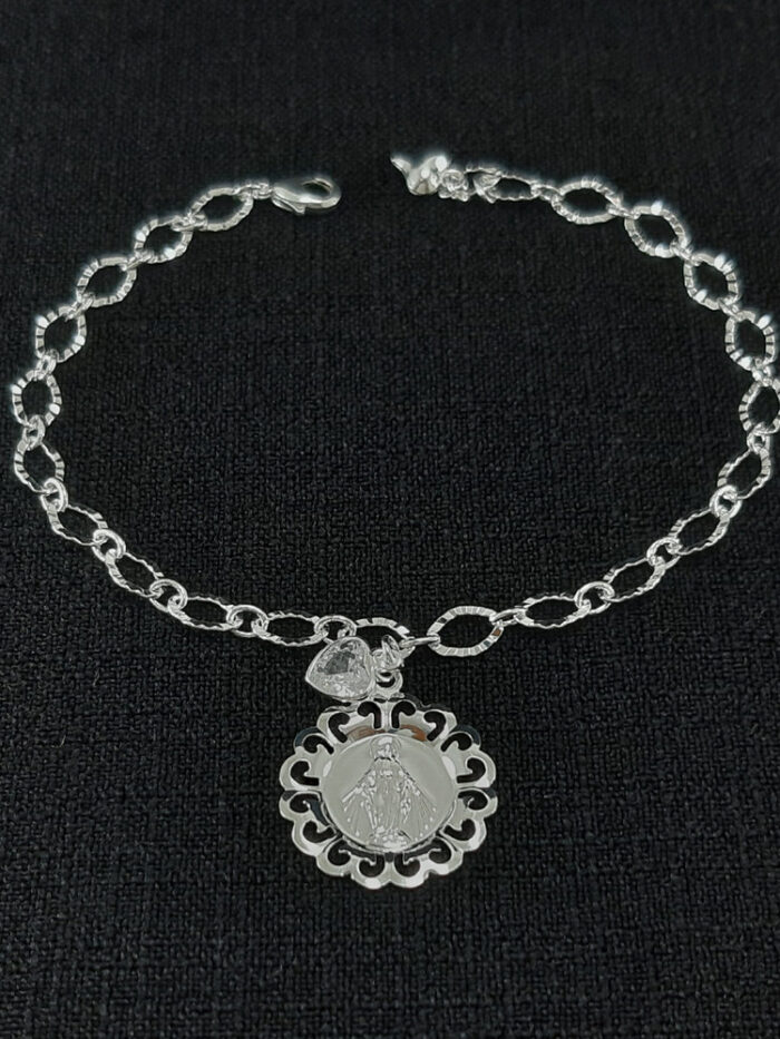 Pulseira elos ovais com medalha N.S das Graças