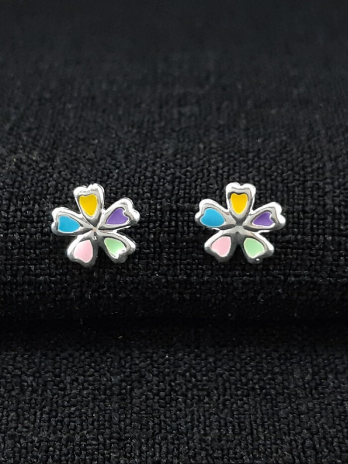 Brinco infantil flor colorida