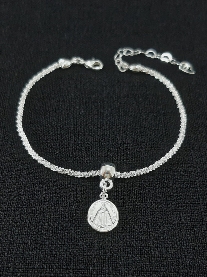 Pulseira texturizada com medalha N.S Aparecida