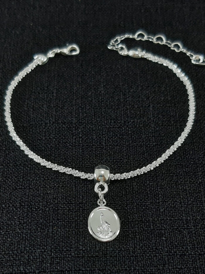 Pulseira texturizada com medalha N.S de Fátima
