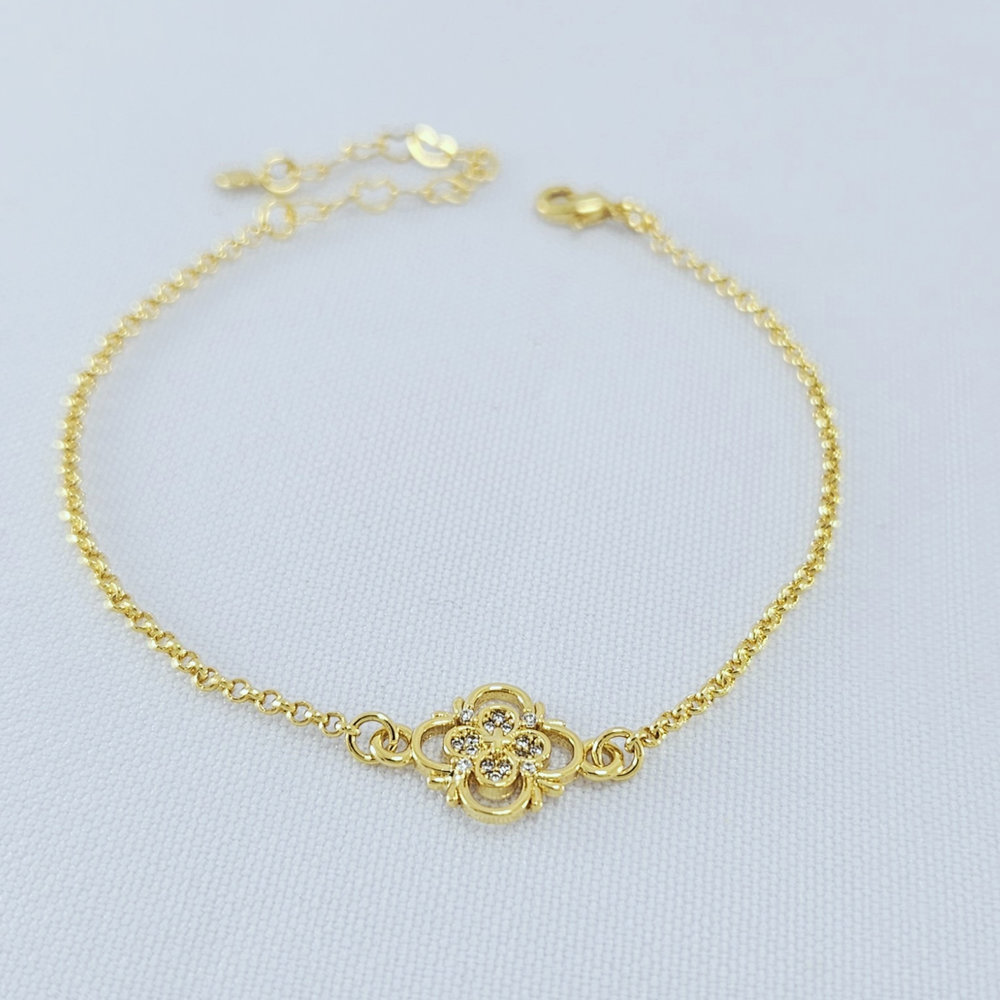 Pulseira detalhe trevo duplo