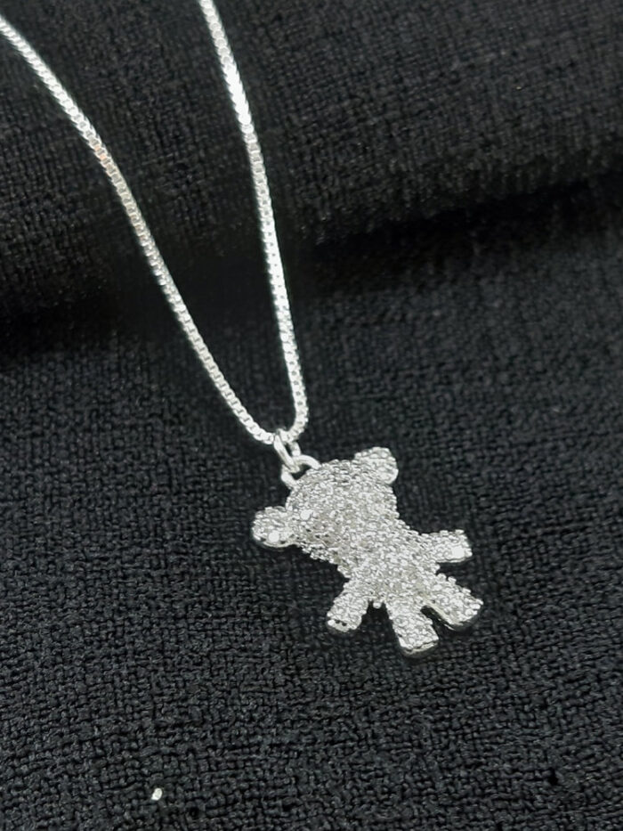 Gargantilha pingente urso cravejado