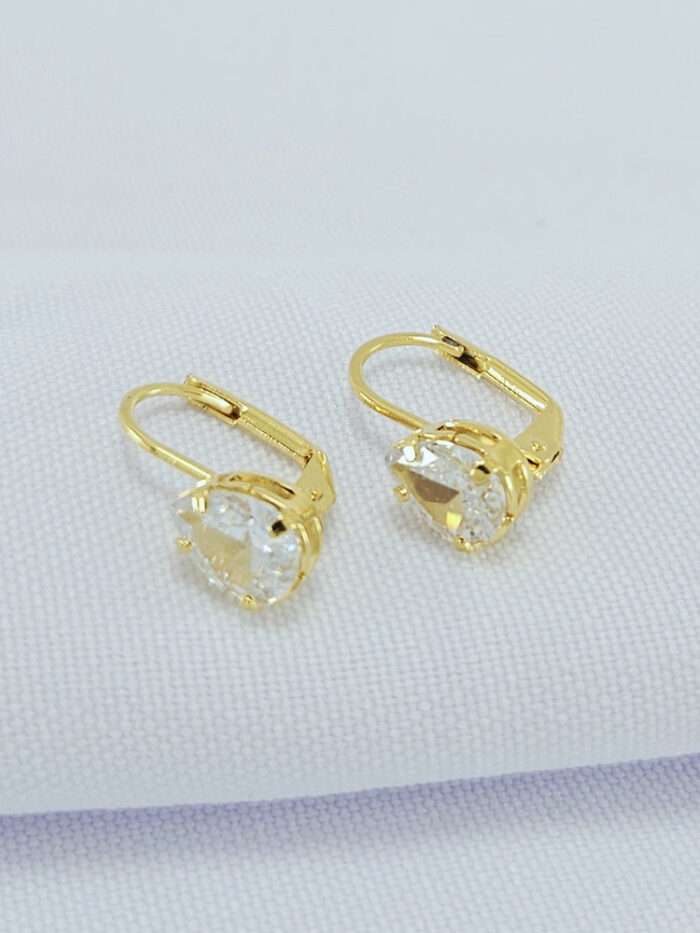Brinco gancho com gota cristal